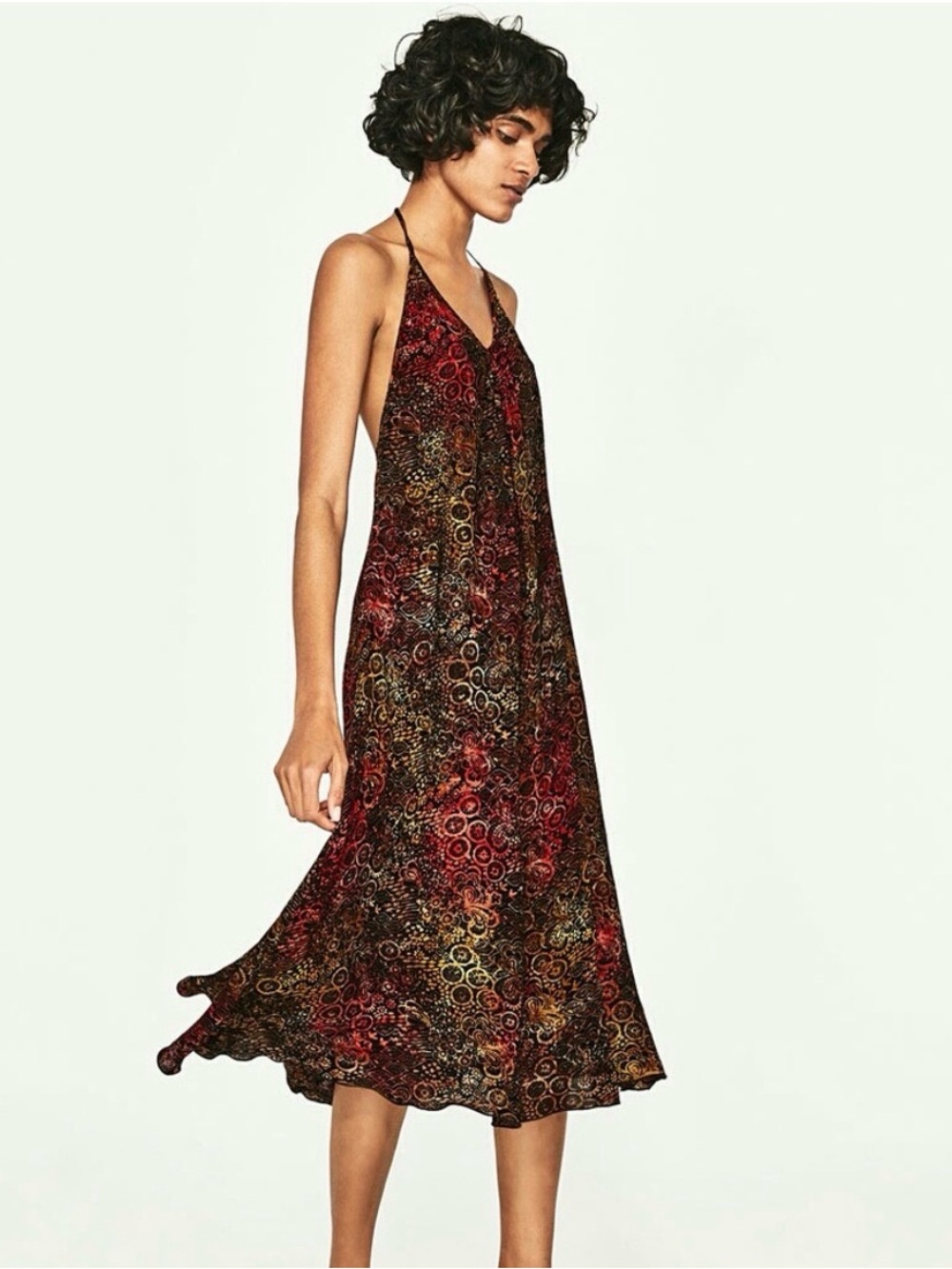 Zara Batik Halter Midi Summer Dress